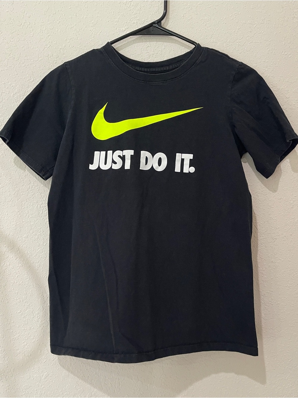 Nike Kids' Black T-Shirt with Neon Swoosh L